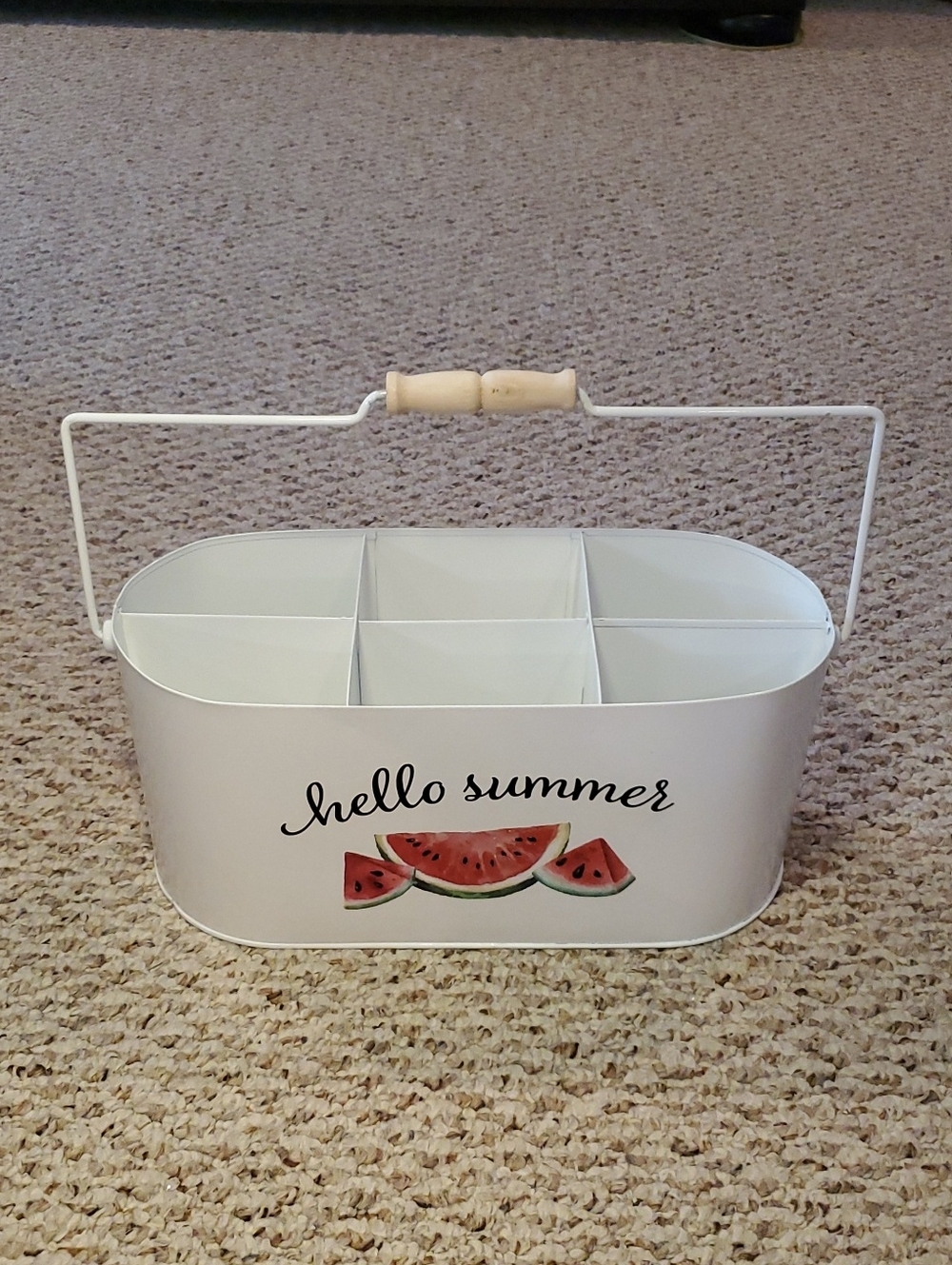 "Hello Summer" Watermelon Metal Storage Caddy